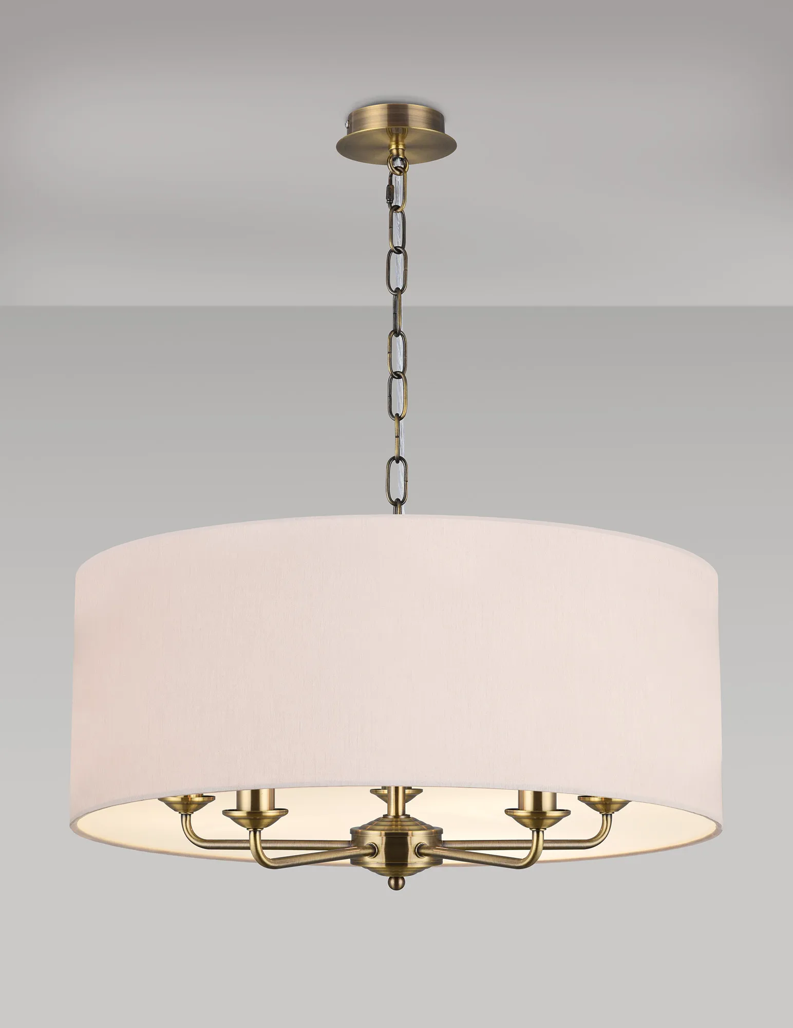 Banyan 60cm 5 Light Pendant Antique Brass; Nude Beige/Moonlight DK0663  Deco Banyan AB NU